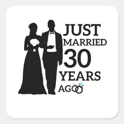 たった今結婚しました30年前30周年記念カップル スクエアシール (正面)