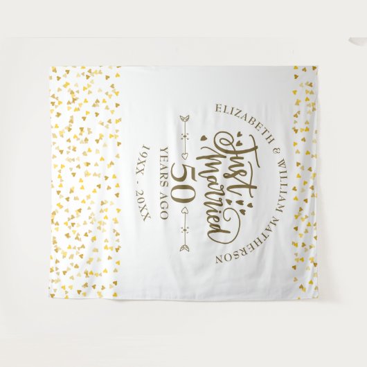 たった今結婚しました50周年結婚背景 タペストリー (正面(横))