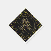 たった今結婚しました50周年記念ブラック&金ゴールド スタンダードカクテルナプキン (角)