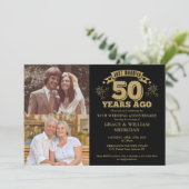 たった今結婚しました50周年記念2フォト金ゴールドブラック 招待状 (スタンド正面)