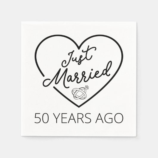 たった今結婚しました50年前III スタンダードカクテルナプキン (正面)