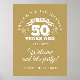 たった今結婚しました50結婚周年記念ウェルカムサイン ポスター