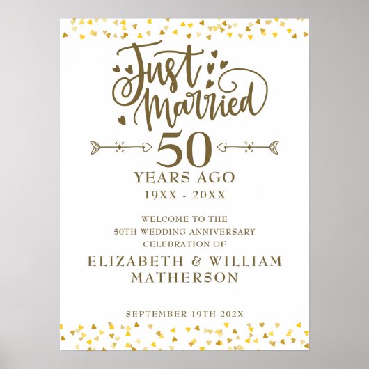 たった今結婚しました50結婚周年記念ウェルカムサイン ポスター (正面)