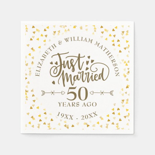 たった今結婚しました50結婚周年記念 スタンダードカクテルナプキン (正面)