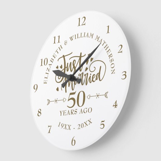 たった今結婚しました50結婚周年記念 ラージ壁時計 (傾斜)