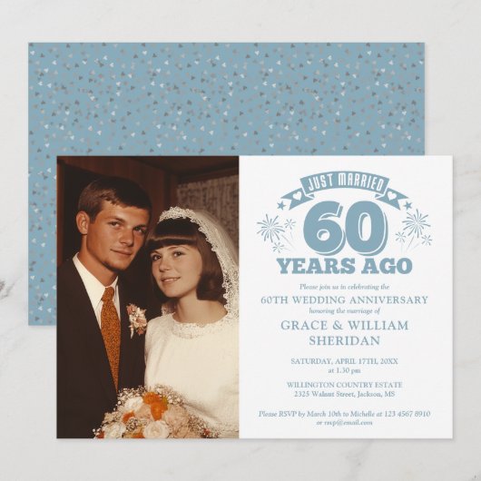 たった今結婚しました60周年結婚記念写真 招待状 (正面/裏面)
