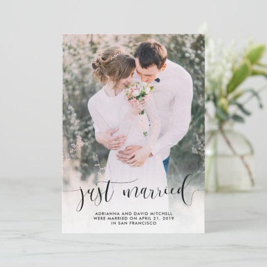 たった今結婚しました|の結婚の写真の駆け落ち 案内状 (スタンド正面)