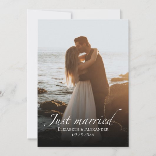 たった今結婚しました |の結婚写真のお知らせ 招待状 (正面)