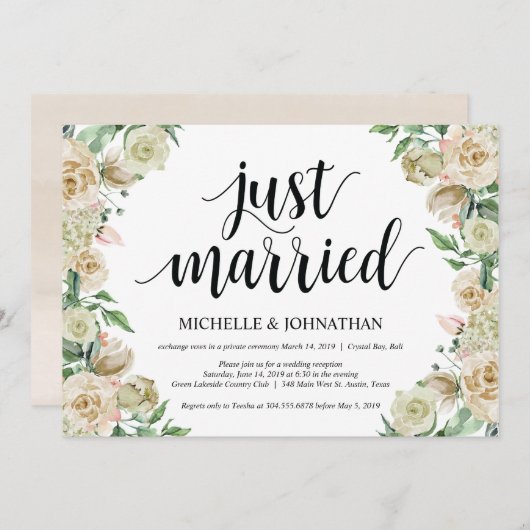 たった今結婚しました、エロペメント披露宴招待状カード 招待状 (正面/裏面)