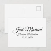 たった今結婚しました、カスタマイズ文字白黒 ポストカード (正面/裏面)