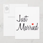 たった今結婚しました(スクリプトと赤いハート) 案内ポストカード (正面/裏面)