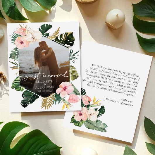 たった今結婚しました |トロピカル結婚の写真のお知らせ