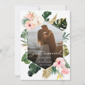 たった今結婚しました |トロピカル結婚の写真のお知らせ 招待状 (正面)