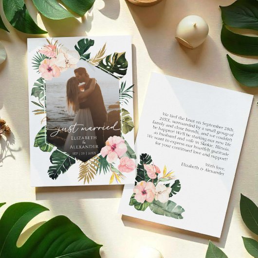 たった今結婚しました |トロピカル結婚の写真のお知らせ 招待状