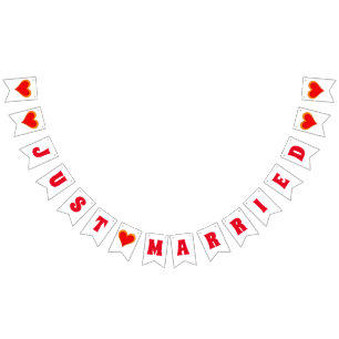 たった今結婚しました-ハートラブデザイン1 バンティングフラッグ