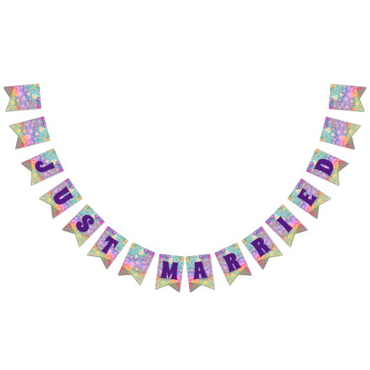 たった今結婚しました-ハートラブパターンデザイン3 バンティングフラッグ (全)