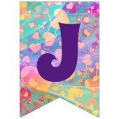 たった今結婚しました-ハートラブパターンデザイン3 バンティングフラッグ (第3の旗)