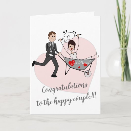 たった今結婚しました – バル結婚カンのグリーティングカード カード (正面)