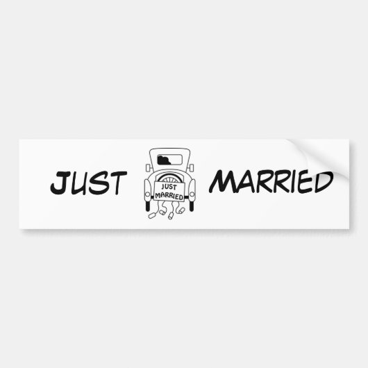 "たった今結婚しました" バンパーステッカー (正面)