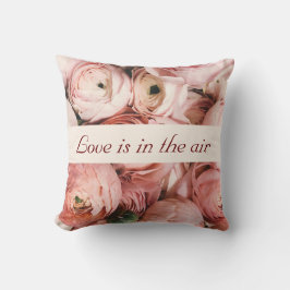 たった今結婚しました、ピンクのバラ、愛は空回りにある クッション