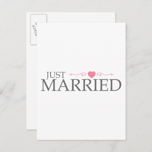 たった今結婚しました(ピンクハートスクロール) 案内ポストカード (正面/裏面)