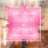 たった今結婚しました!ホットピンクフェイク箔 ウィンドウサイン (シート2)