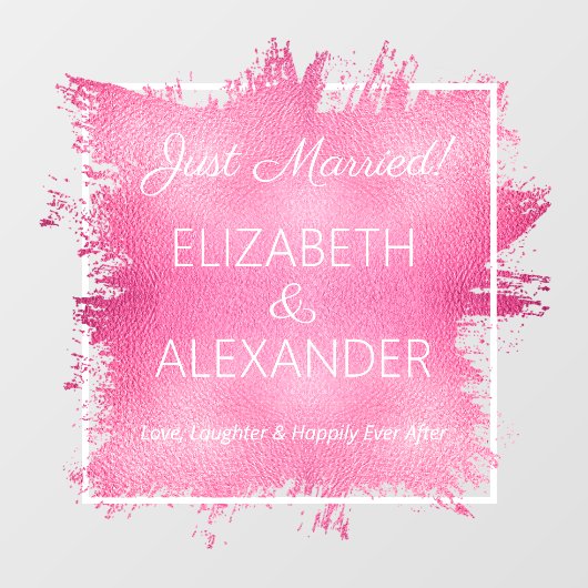 たった今結婚しました!ホットピンクフェイク箔 ウィンドウサイン (シート)