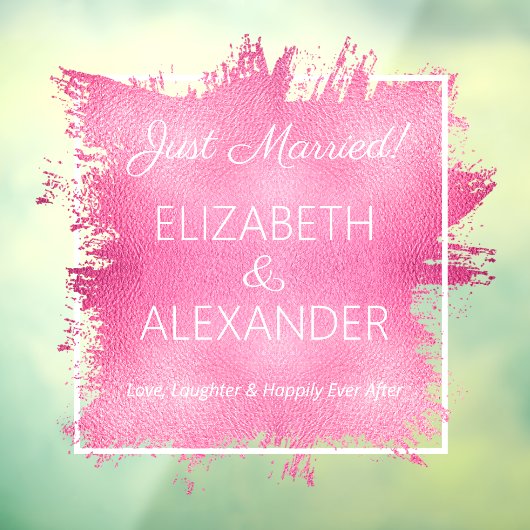 たった今結婚しました!ホットピンクフェイク箔 ウィンドウサイン (シート3)