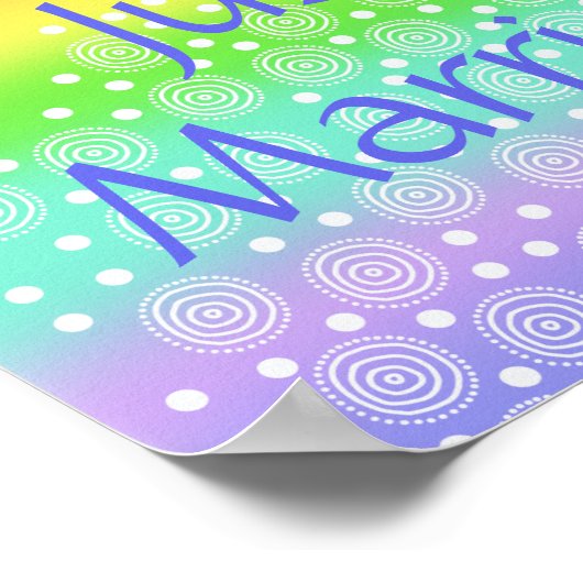 たった今結婚しました!レインボー結婚の車標識 ポスター (角)