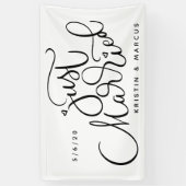 たった今結婚しました |名前と日付の追加 横断幕 (縦)