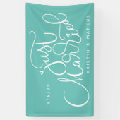 たった今結婚しました |名前と日付の追加 横断幕 (縦)