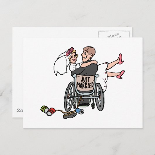たった今結婚しました（新郎車椅子） 案内ポストカード (正面/裏面)