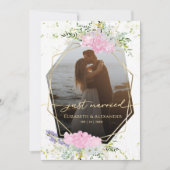 たった今結婚しました |春の結婚式写真の告知 招待状 (正面)