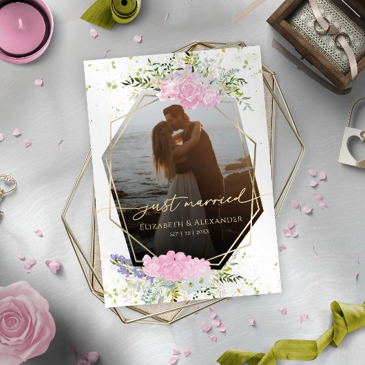 たった今結婚しました |春の結婚式写真の告知 招待状