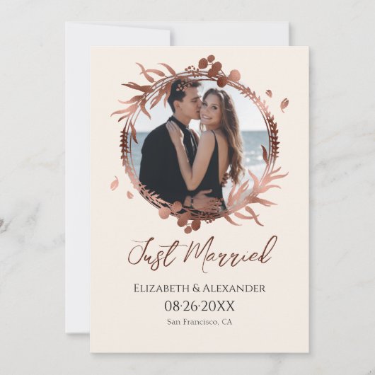 たった今結婚しました |春の結婚式写真の告知 招待状 (正面)