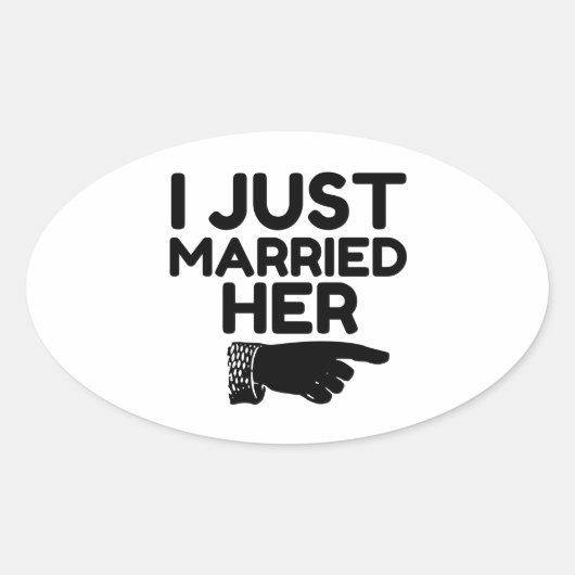 たった今結婚しました 楕円形シール (正面)