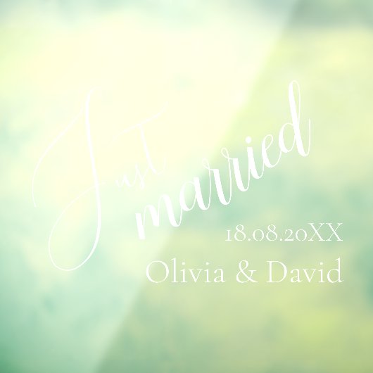 たった今結婚しました |結婚のエレガント白カスタマイズい ウィンドウサイン (シート3)