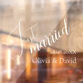 たった今結婚しました |結婚のエレガント白カスタマイズい ウィンドウサイン (シート2)