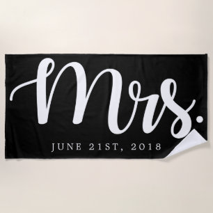 たった今結婚しました  結婚のハネムーン ビーチタオル