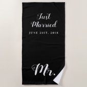 たった今結婚しました |結婚のハネムーン ビーチタオル (正面)