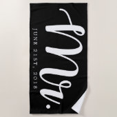 たった今結婚しました |結婚の新婚旅行 ビーチタオル (正面)