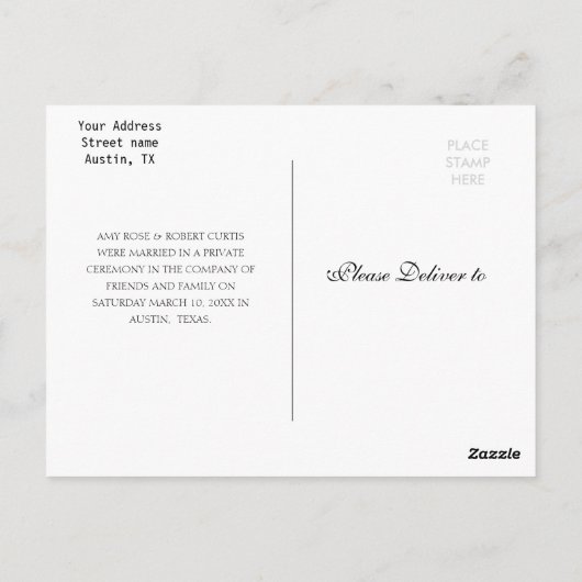 たった今結婚しました | 結婚の発表葉書 ポストカード (裏面)