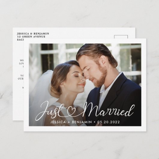 たった今結婚しました|結婚の発表 案内ポストカード (正面/裏面)