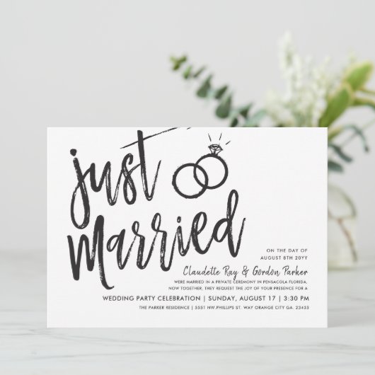 たった今結婚しました|結婚式後のパーティー 招待状 (スタンド正面)
