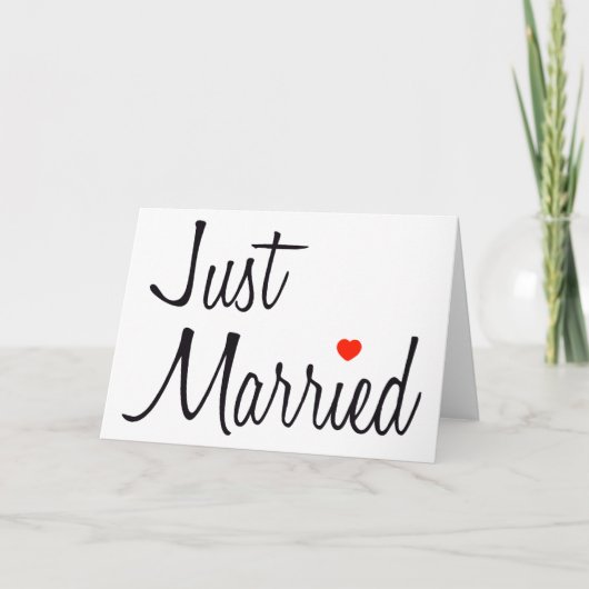 たった今結婚しました(赤いハートが付いている原稿) 案内状 (正面)