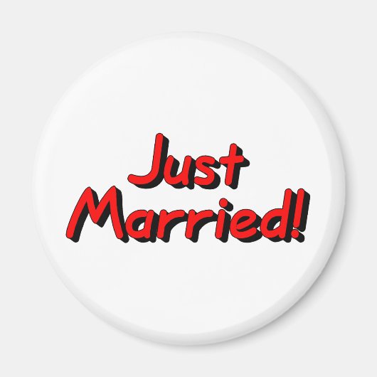 たった今結婚しました（赤） マグネット (正面)