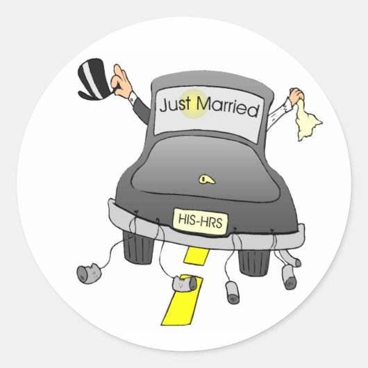 たった今結婚しました（車） ラウンドシール (正面)