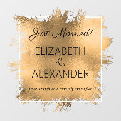 たった今結婚しました!金ゴールドフェイクフォイル窓の貼り付け ウィンドウサイン (シート)