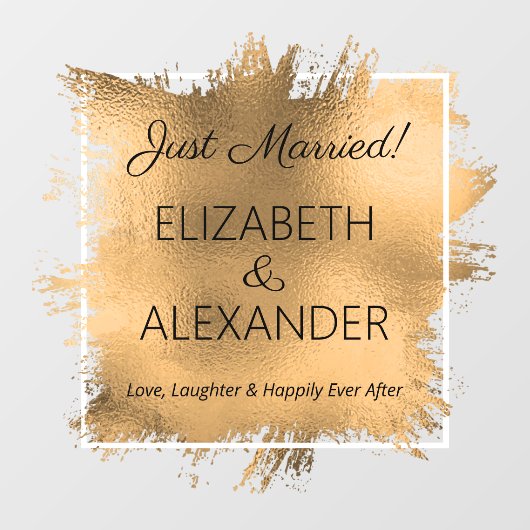 たった今結婚しました!金ゴールドフェイクフォイル窓の貼り付け ウィンドウサイン (シート)