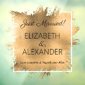 たった今結婚しました!金ゴールドフェイクフォイル窓の貼り付け ウィンドウサイン (シート3)